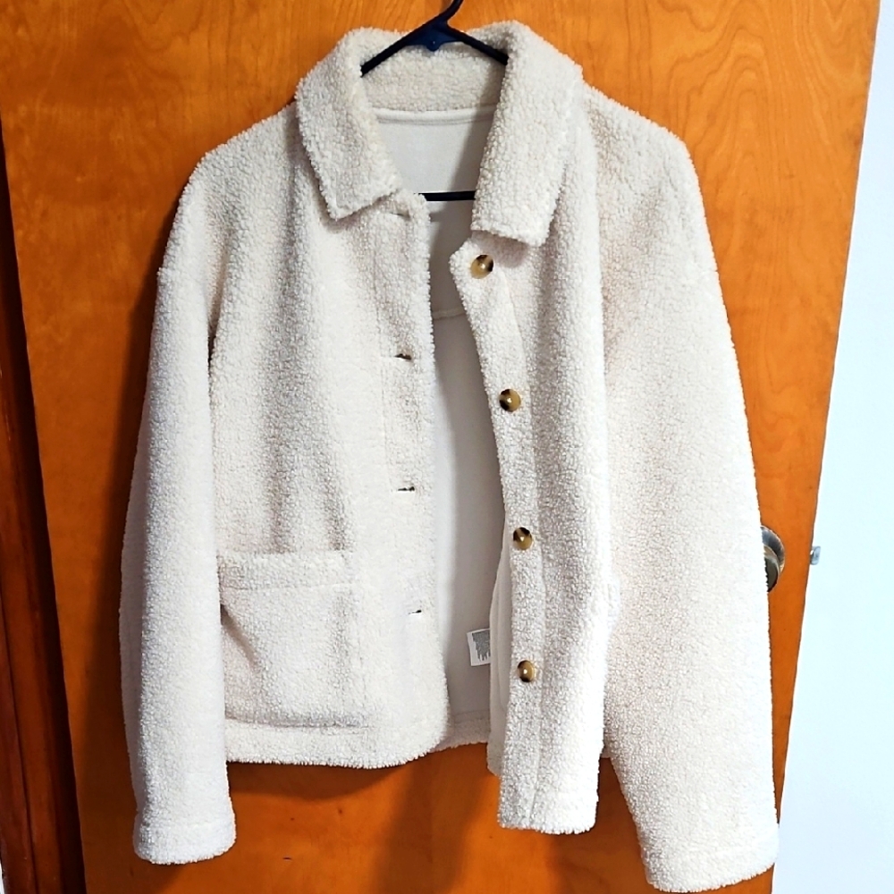 Uniqlo Ecru Teddy Jacket L